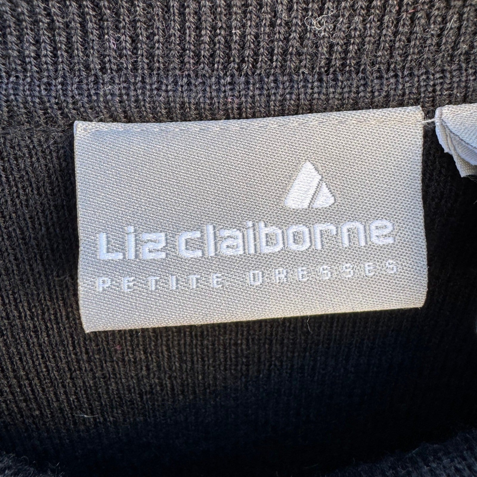 Liz Claiborne Vintage 90s Black Wool Blend Polo Collar Long Sleeve Sweater PS