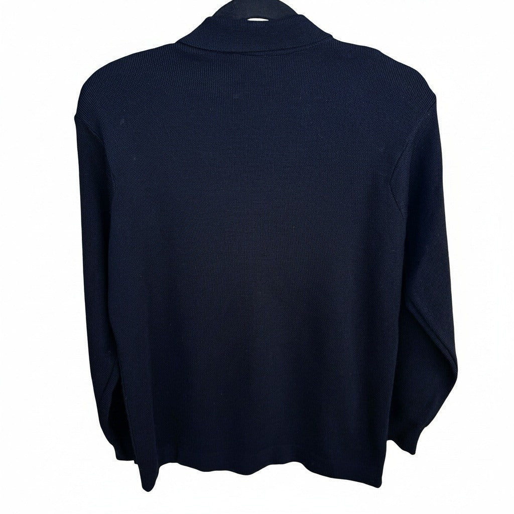 Liz Claiborne Vintage 90s Black Wool Blend Polo Collar Long Sleeve Sweater PS