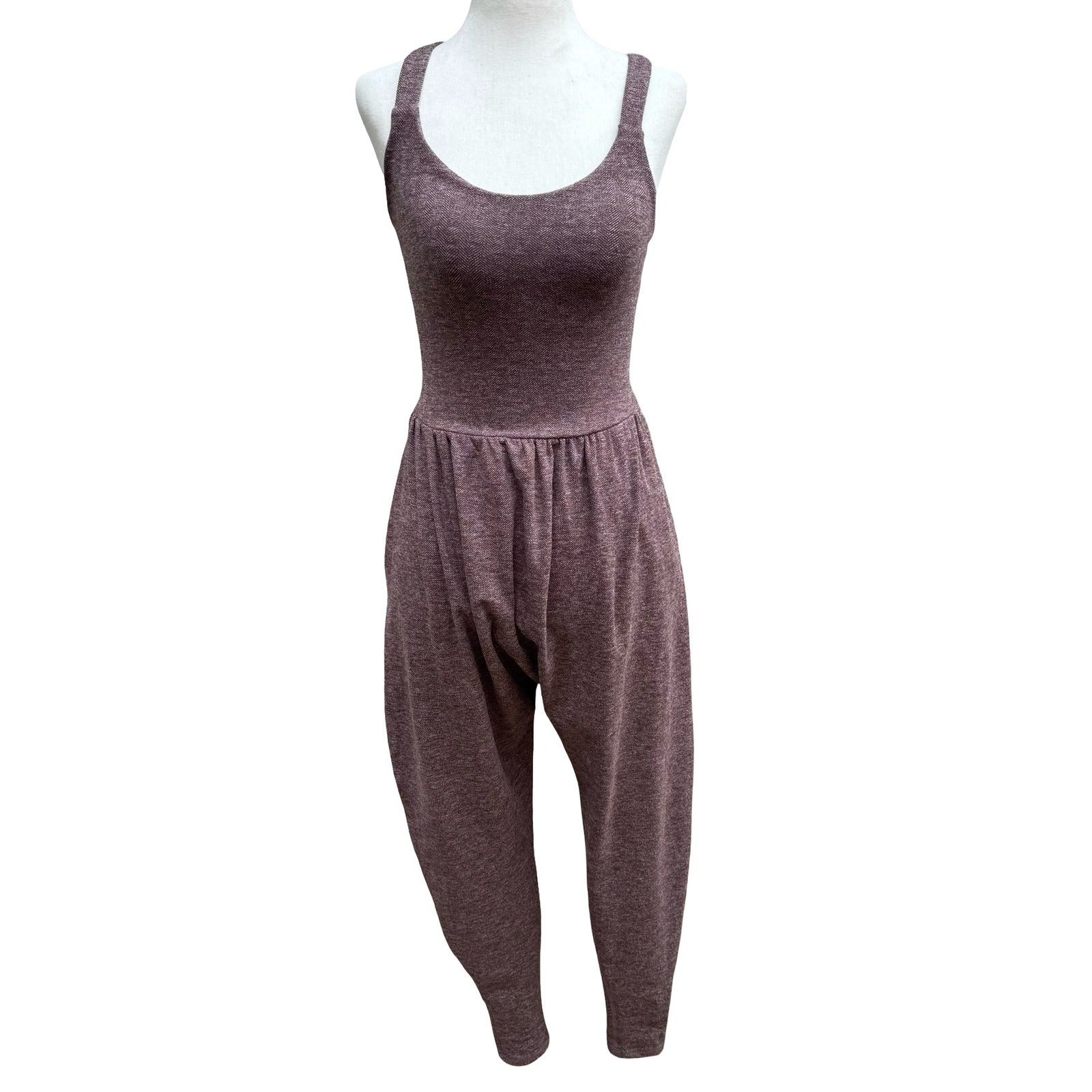 Imbodhi Athleisure Herringbone Knit Harem Jumpsuit Sustainable Yoga Loungewear S