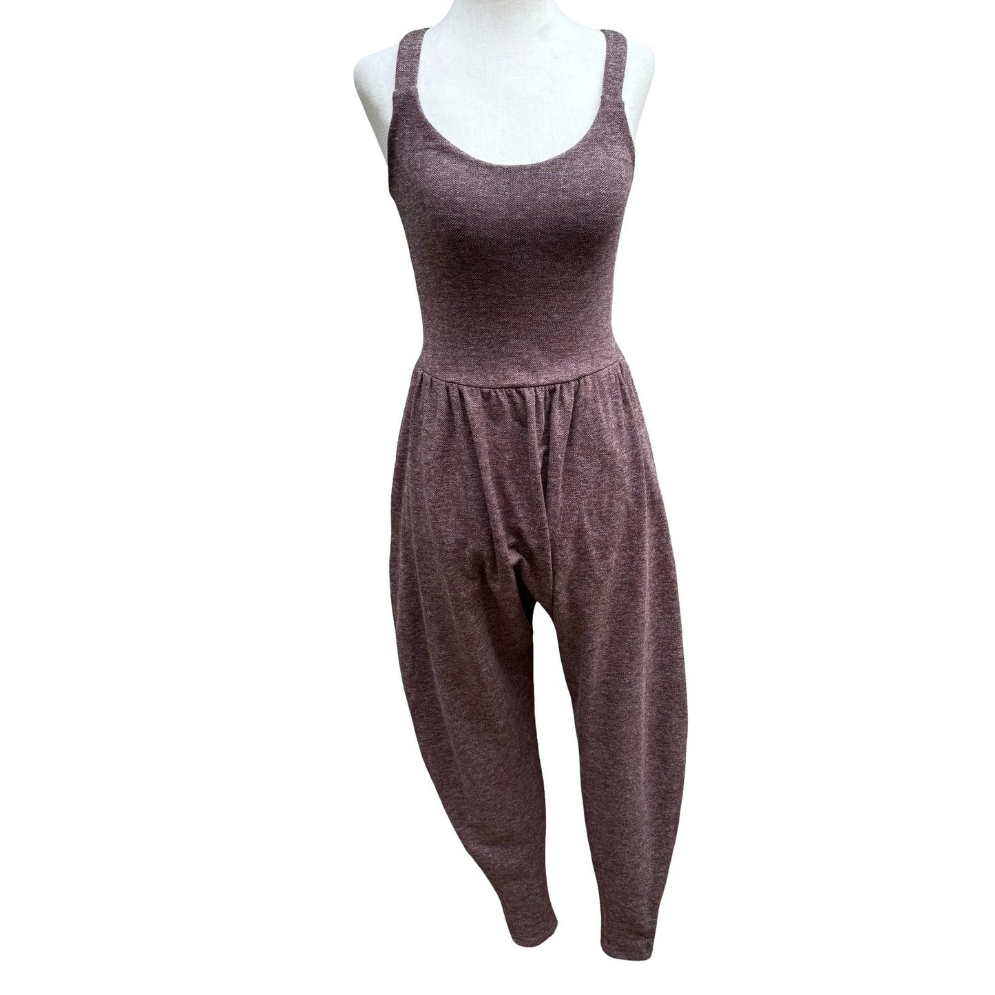Imbodhi Athleisure Herringbone Knit Harem Jumpsuit Sustainable Yoga Loungewear S
