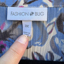 Switch Fashion Bug Womens 3X Pleated Button-Up Flared Sleeve Vibrant Abstract Blouse 2 image