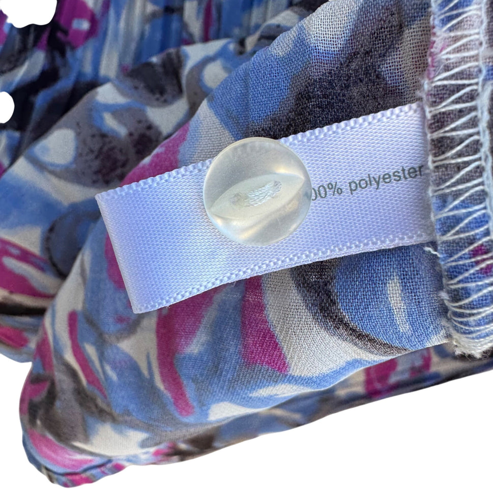 Fashion Bug Womens 3X Pleated Button-Up Flared Sleeve Vibrant Abstract Blouse