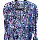 Switch Fashion Bug Womens 3X Pleated Button-Up Flared Sleeve Vibrant Abstract Blouse 3 image