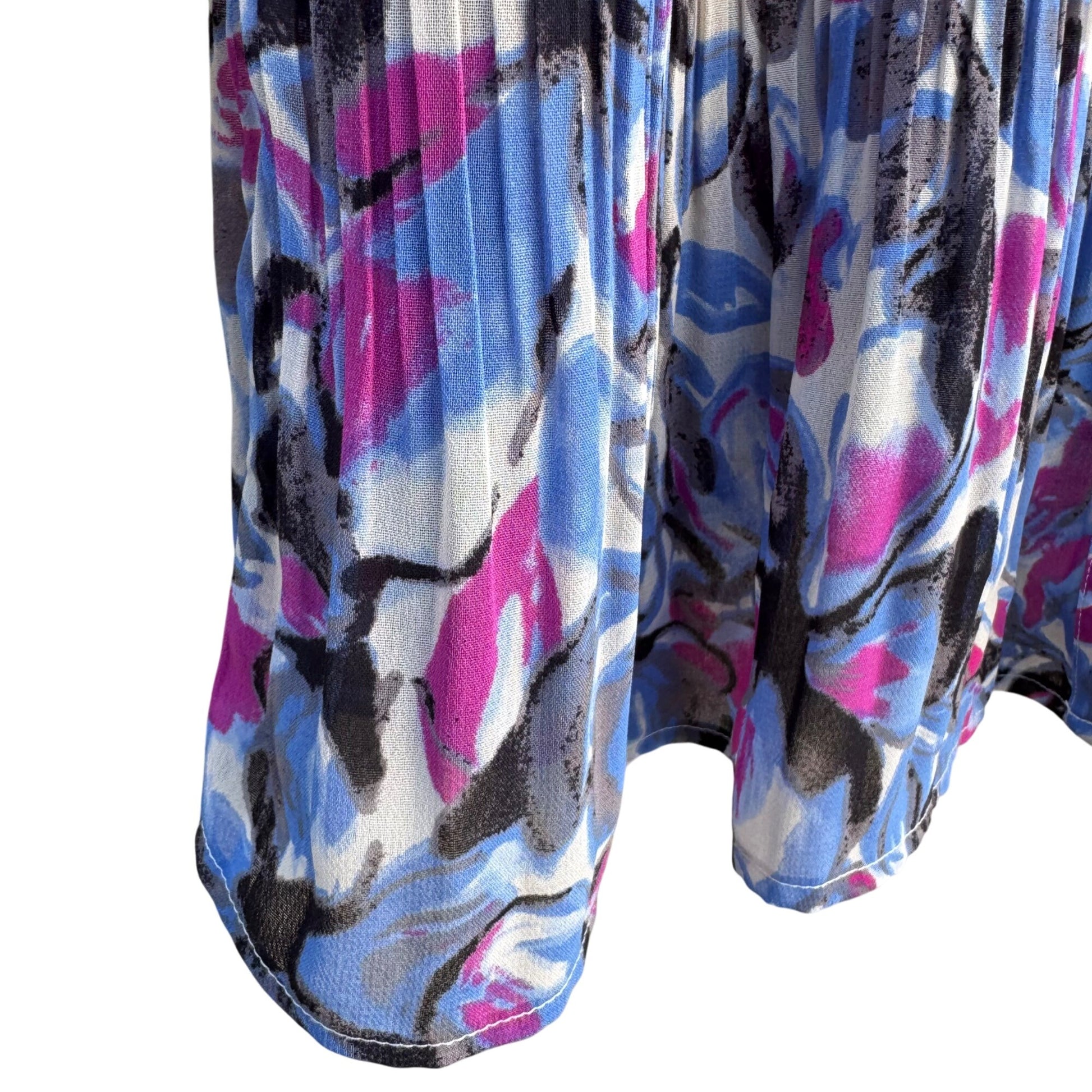 Fashion Bug Womens 3X Pleated Button-Up Flared Sleeve Vibrant Abstract Blouse