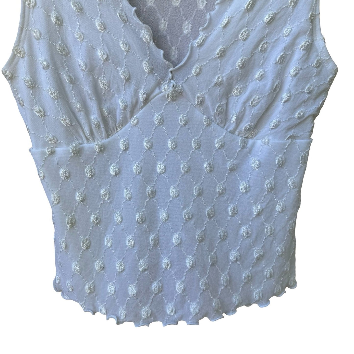Self Esteem Vintage Y2K Coquette Mesh Embroidered Lettuce Edge Babydoll Top M