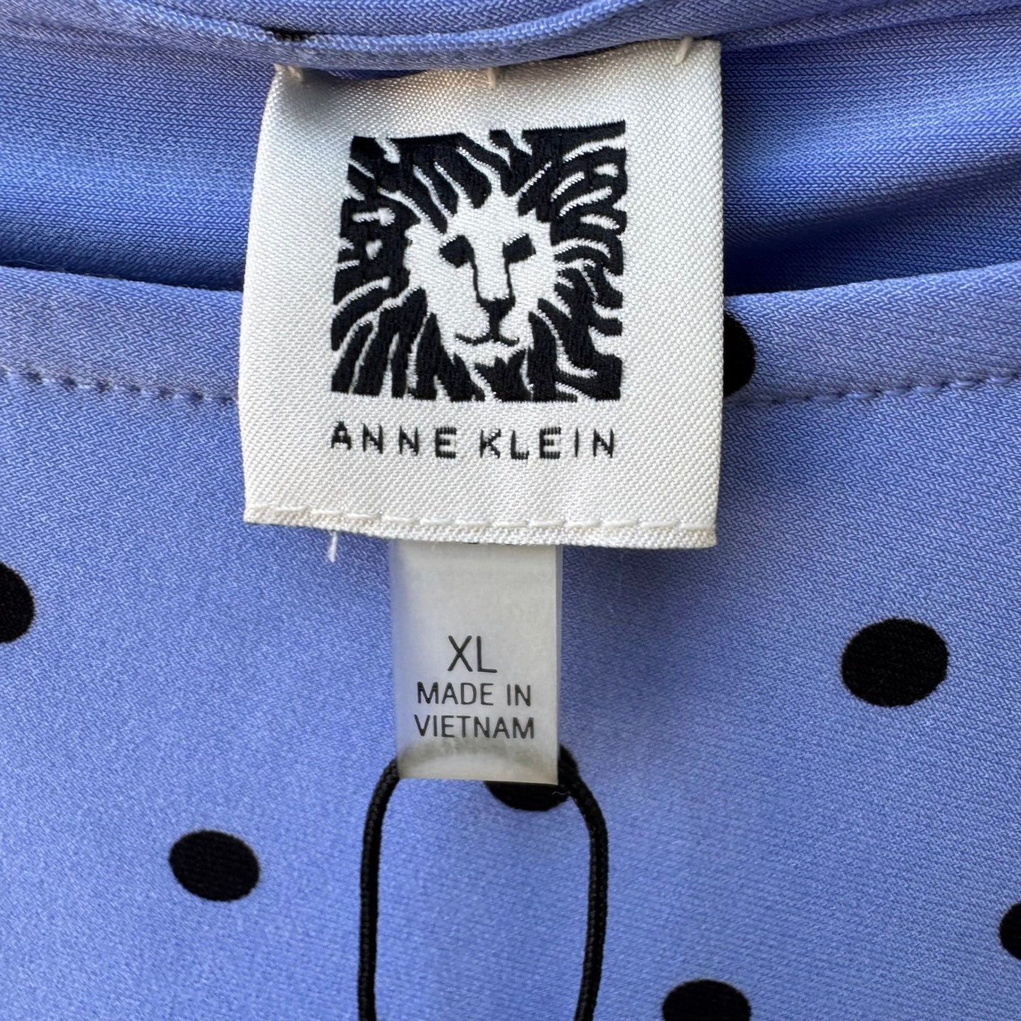 Anne Klein Minimalist Career Polka Dot Sleeveless Side Knot Draped Blouse XL NEW