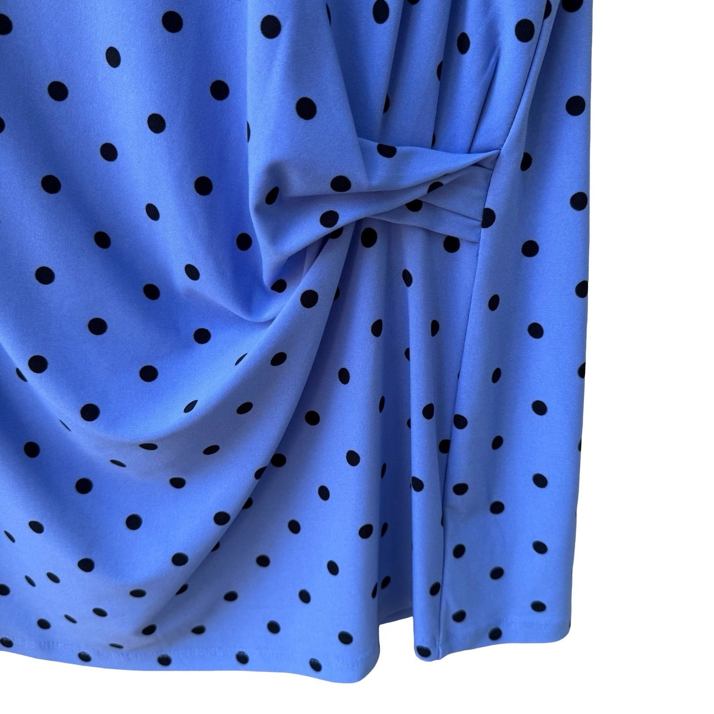 Anne Klein Minimalist Career Polka Dot Sleeveless Side Knot Draped Blouse XL NEW