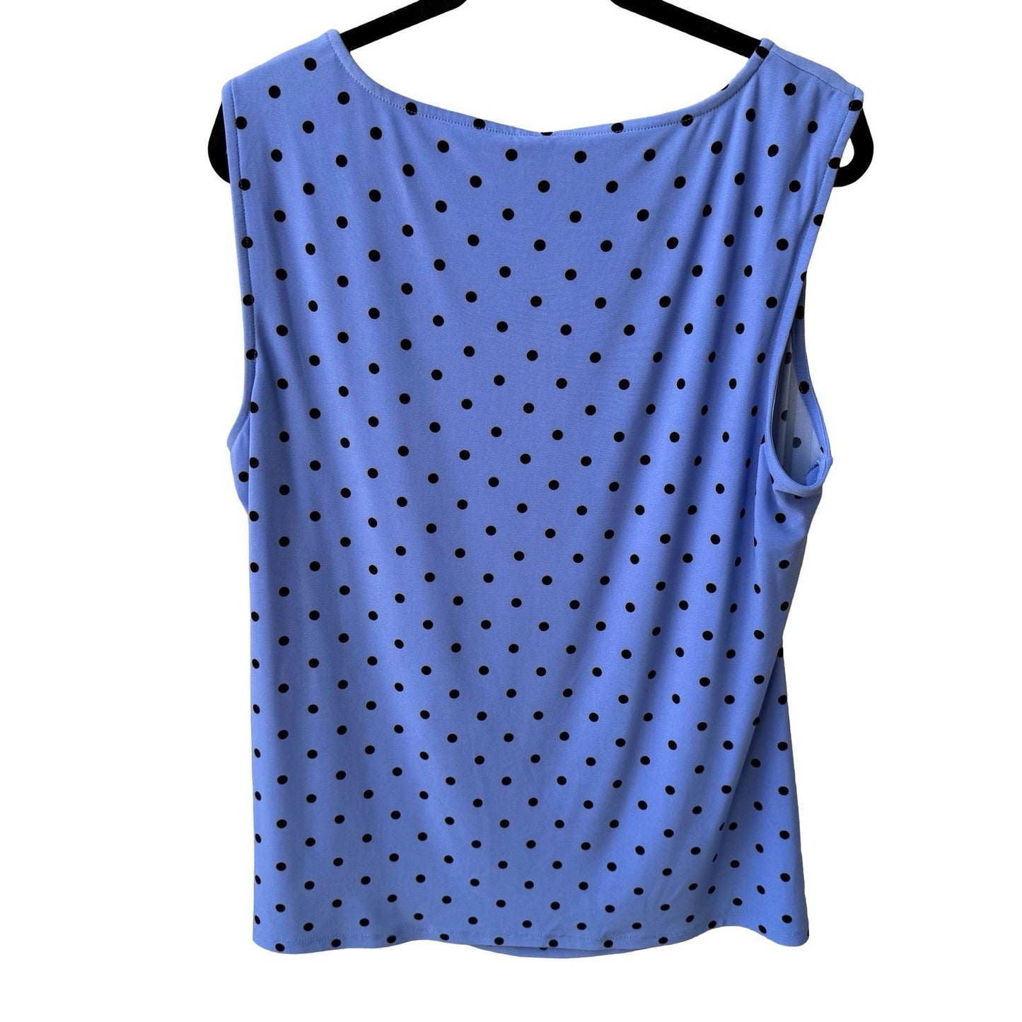 Anne Klein Minimalist Career Polka Dot Sleeveless Side Knot Draped Blouse XL NEW