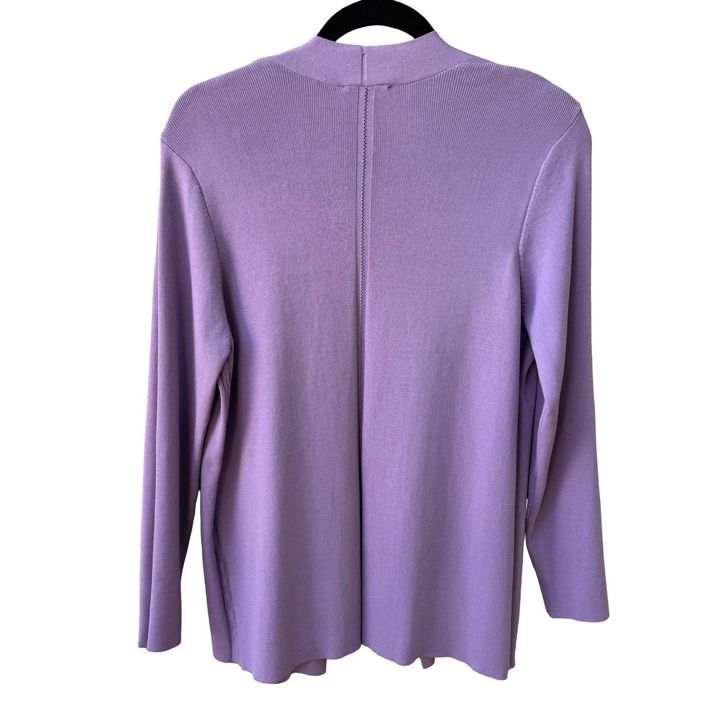 RED Minimalist Open Front Pointelle Trim Cardigan Sweater Pastel Lavender L NWT
