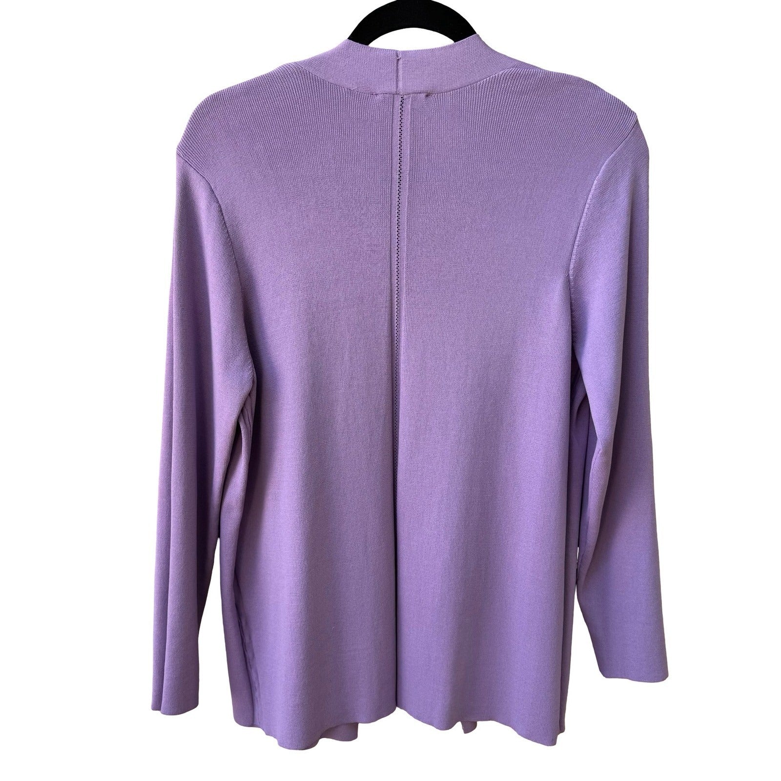 RED Minimalist Open Front Pointelle Trim Cardigan Sweater Pastel Lavender L NWT