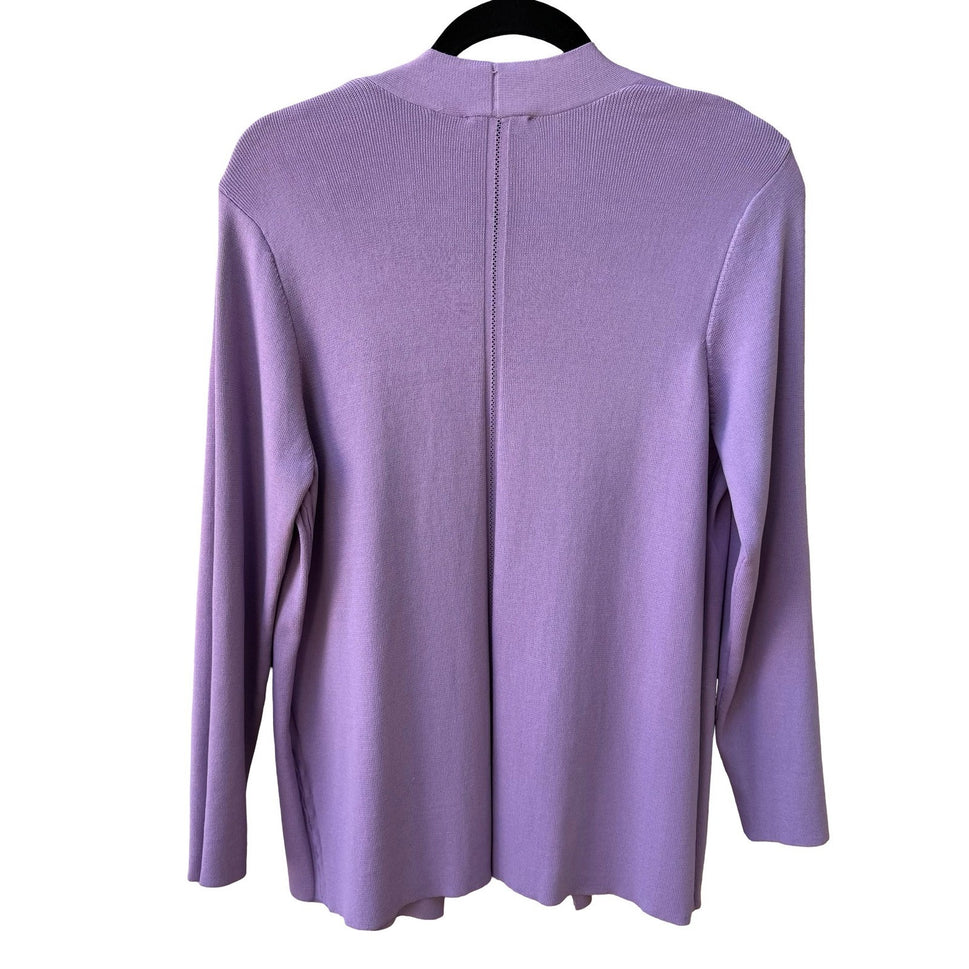 RED Minimalist Open Front Pointelle Trim Cardigan Sweater Pastel Lavender L NWT