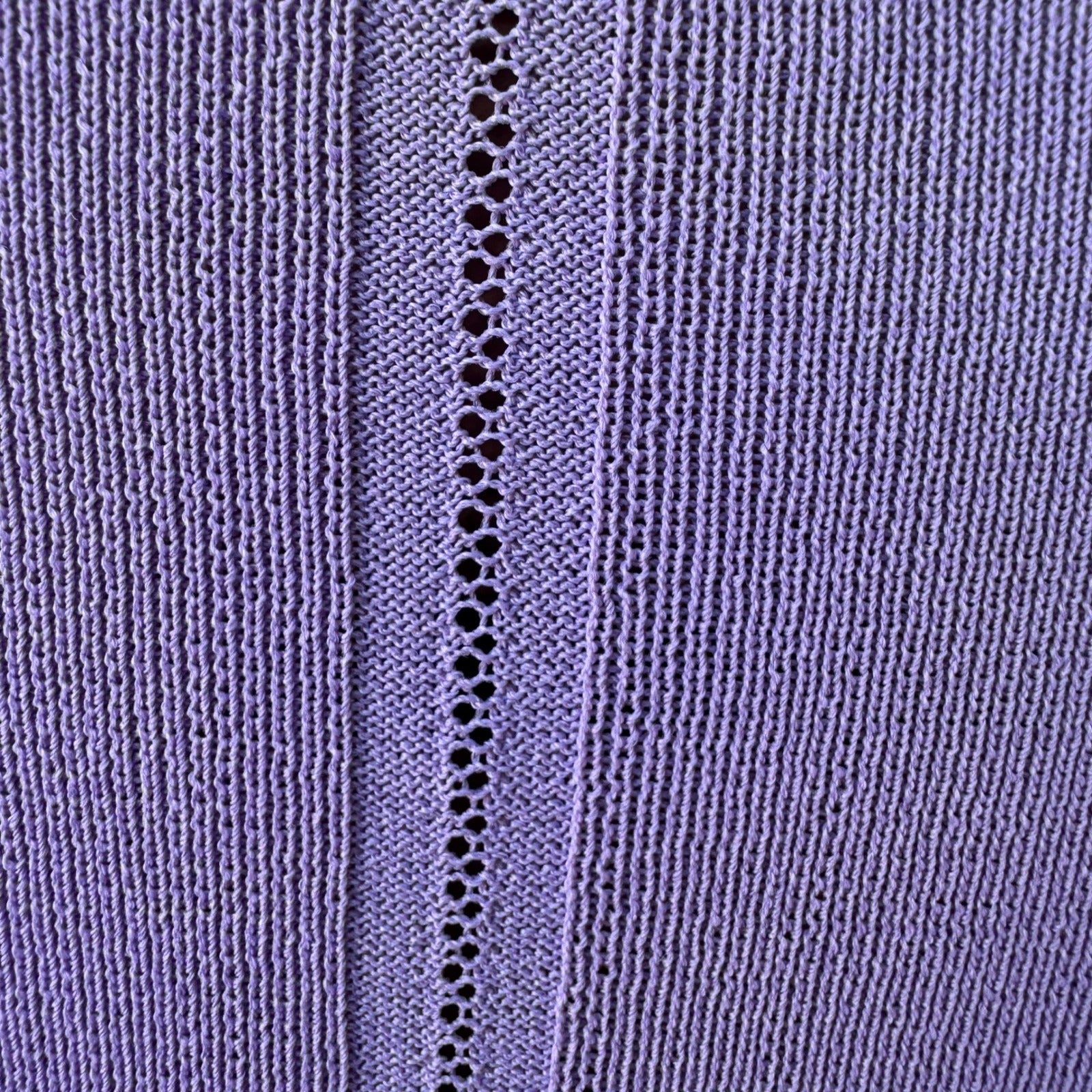 RED Minimalist Open Front Pointelle Trim Cardigan Sweater Pastel Lavender L NWT