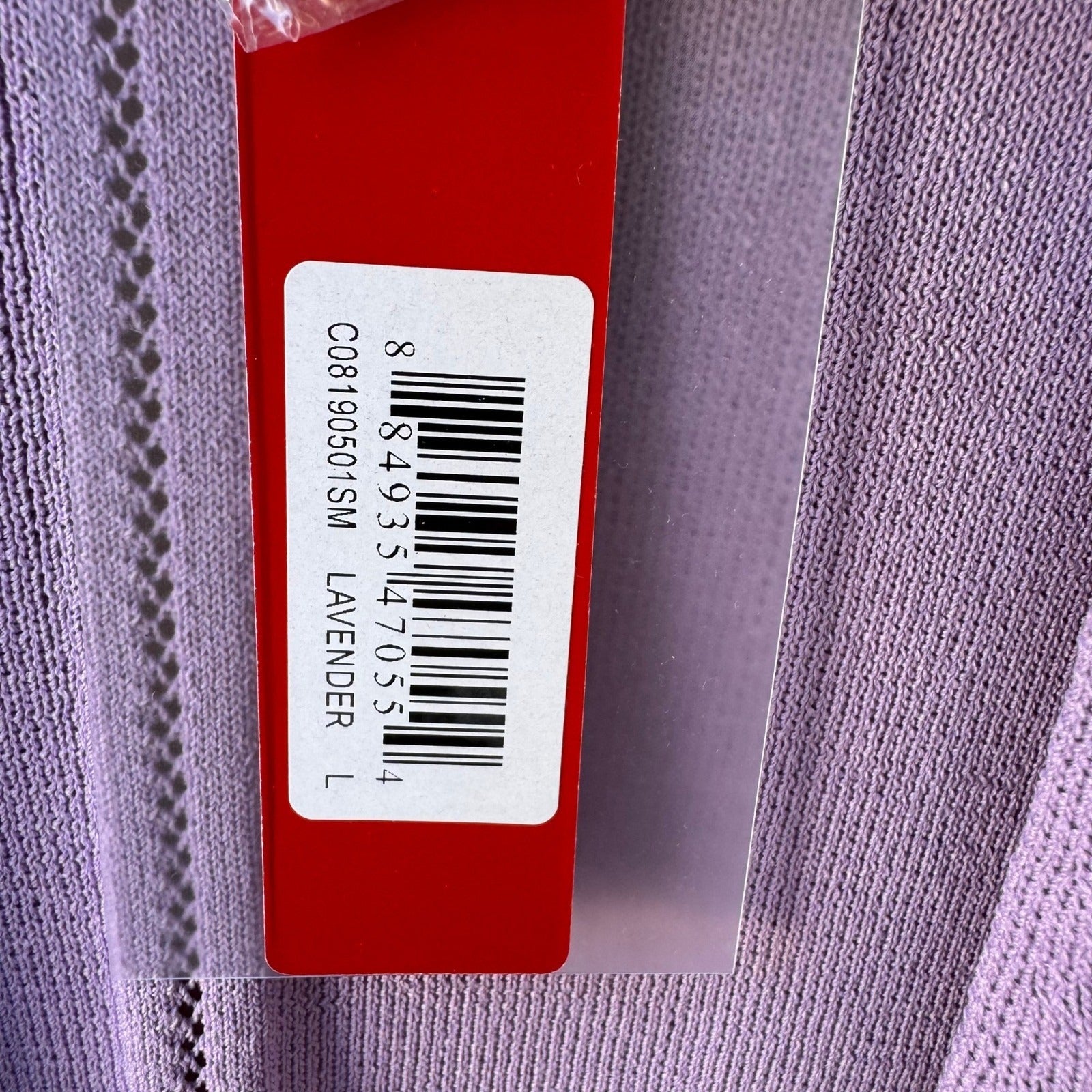 RED Minimalist Open Front Pointelle Trim Cardigan Sweater Pastel Lavender L NWT