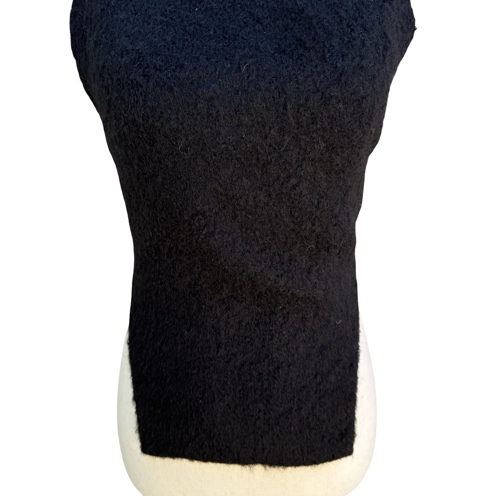 Goth Y2K Black Fuzzy Knit Backless Tie Crop Camisole Top Emo Grunge Whimsigoth M