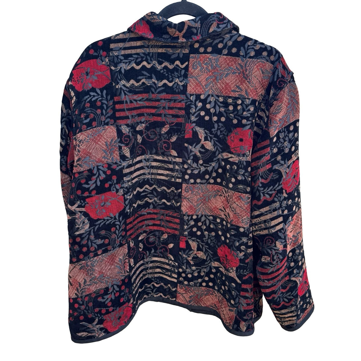 Vintage Grannycore Boho Artsy Floral Tapestry Reversible Patchwork Jacket 2XL