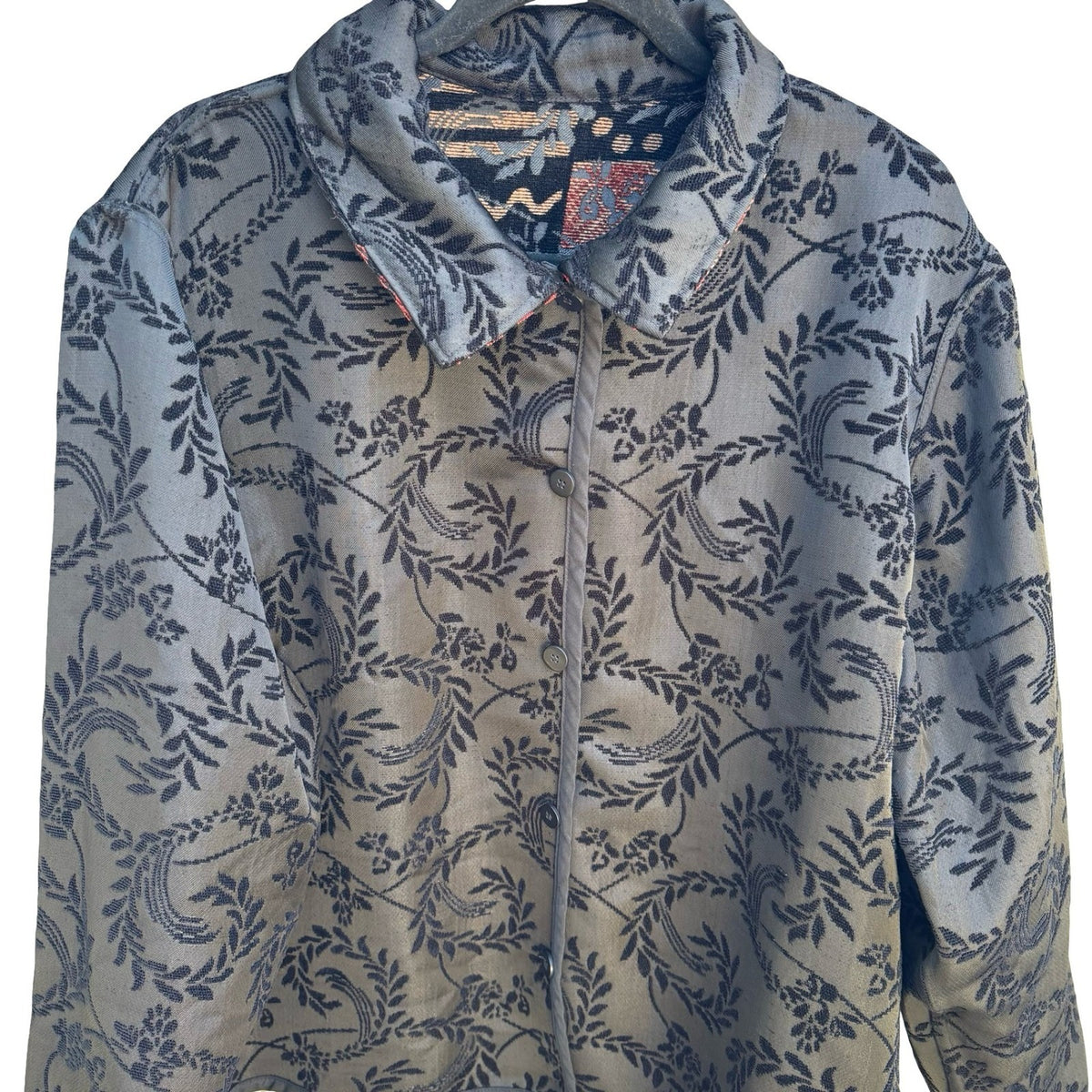 Vintage Grannycore Boho Artsy Floral Tapestry Reversible Patchwork Jacket 2XL
