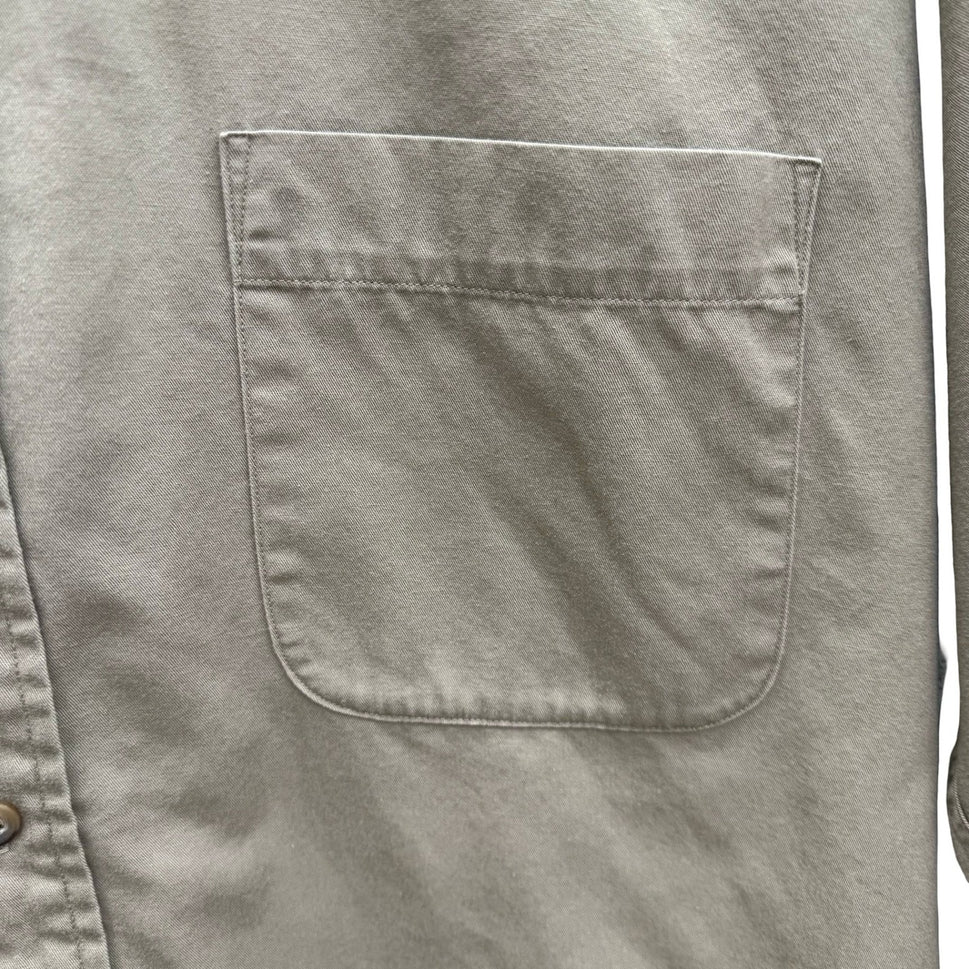 Eddie Bauer AKA Vintage Mens Khaki Tan Cotton Twill Button Down Shirt 17 36/37