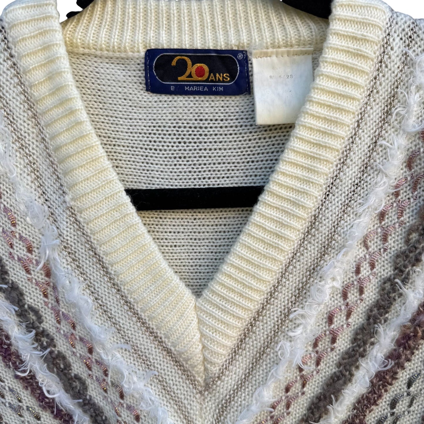 20 Ans By Mariea Kim Vintage Womens V-Neck Knit Chevron Sweater Dolman Sleeve M