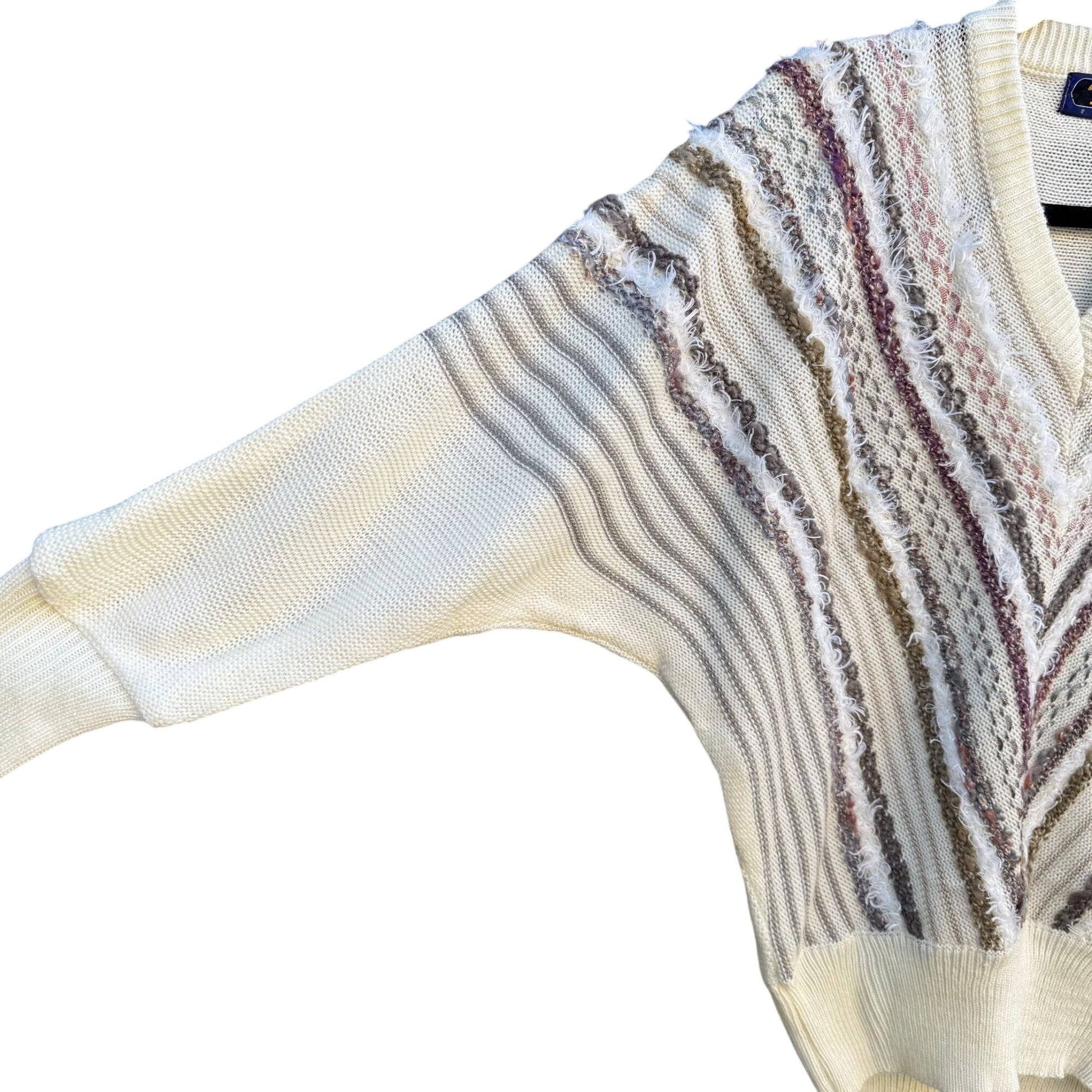 20 Ans By Mariea Kim Vintage Womens V-Neck Knit Chevron Sweater Dolman Sleeve M