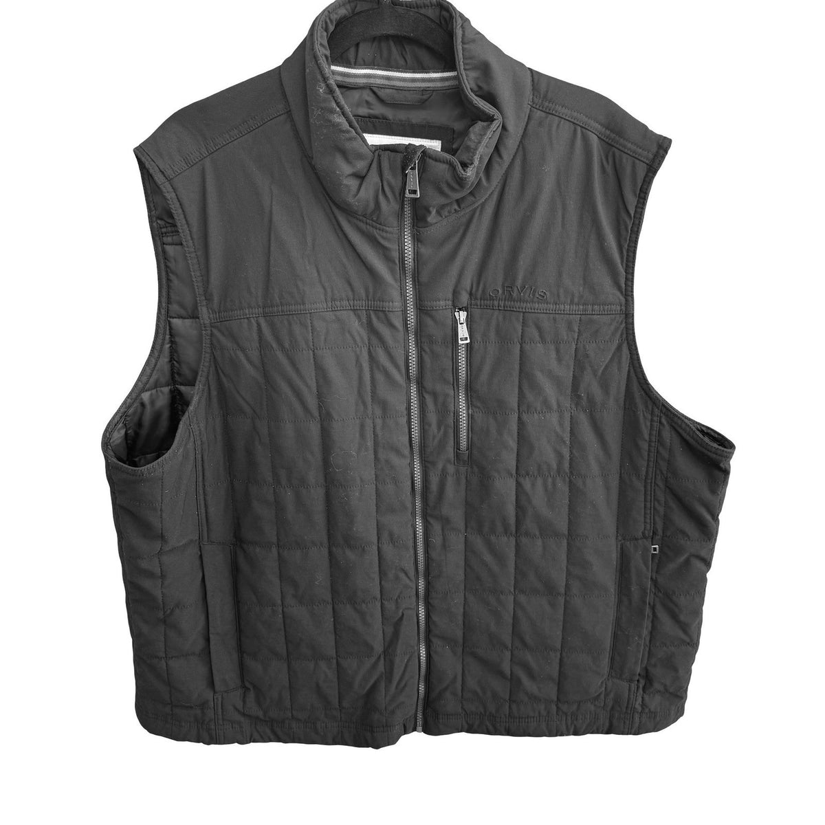Orvis Quilted Zip Puffer Gorpcore Outdoor Utility Hiking Vest Black Mens XXL