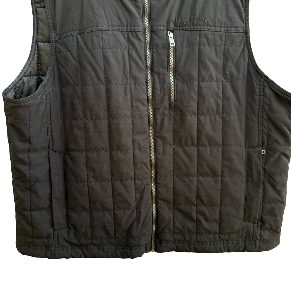 Orvis Quilted Zip Puffer Gorpcore Outdoor Utility Hiking Vest Black Mens XXL