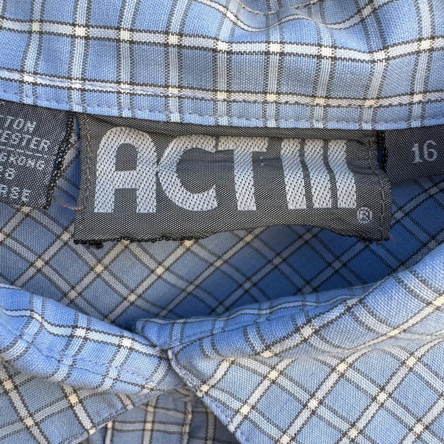 ACT III Vintage 80s Blue Plaid Button Shirt Gathered Yoke 16 Coastal Grandma