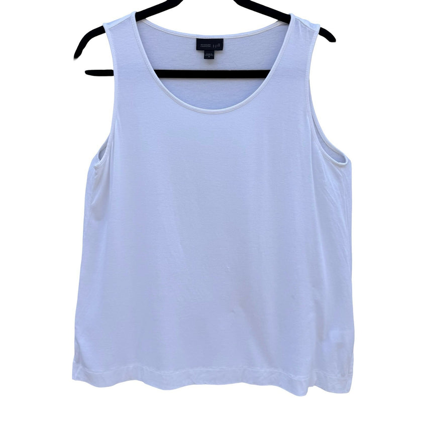 J. Jill Wearever White Scoop Neck Tank Top Sleeveless Rayon Stretch Size M