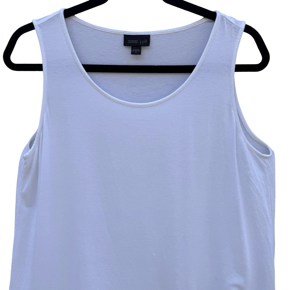 J. Jill Wearever White Scoop Neck Tank Top Sleeveless Rayon Stretch Size M