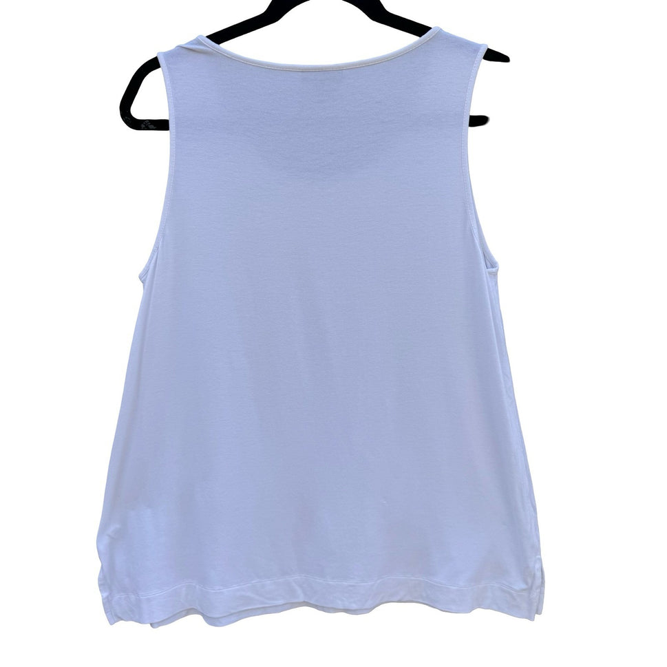 J. Jill Wearever White Scoop Neck Tank Top Sleeveless Rayon Stretch Size M