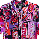 Switch Bob Mackie Wearable Art Vintage Silk Vibrant Cat Bird Fish Print Shirt Blouse M 3 image