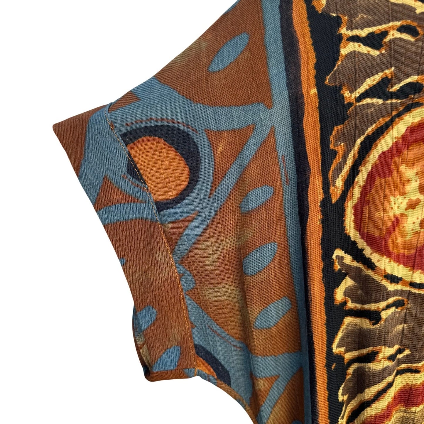 Carole Little Vintage Petite Maxi Dress Womens 4 Abstract Tribal Retro Button Up