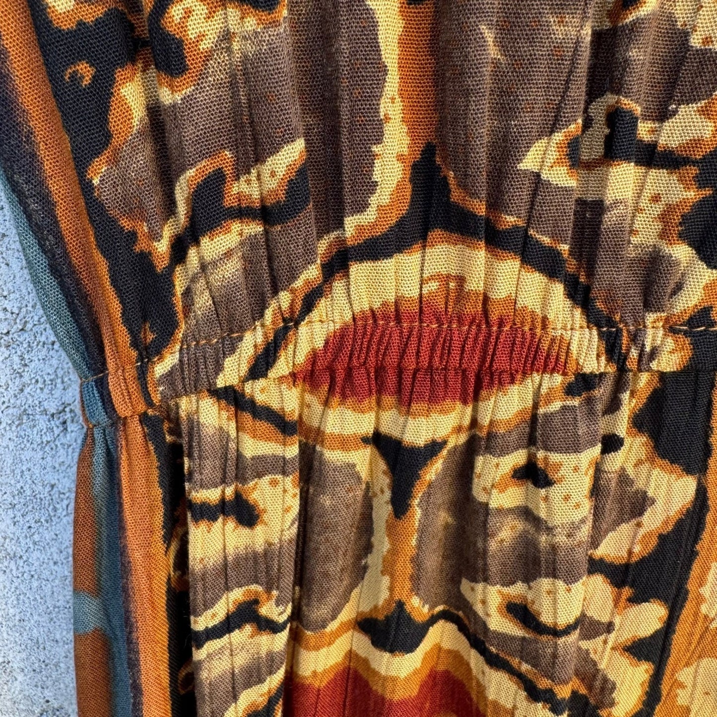 Carole Little Vintage Petite Maxi Dress Womens 4 Abstract Tribal Retro Button Up