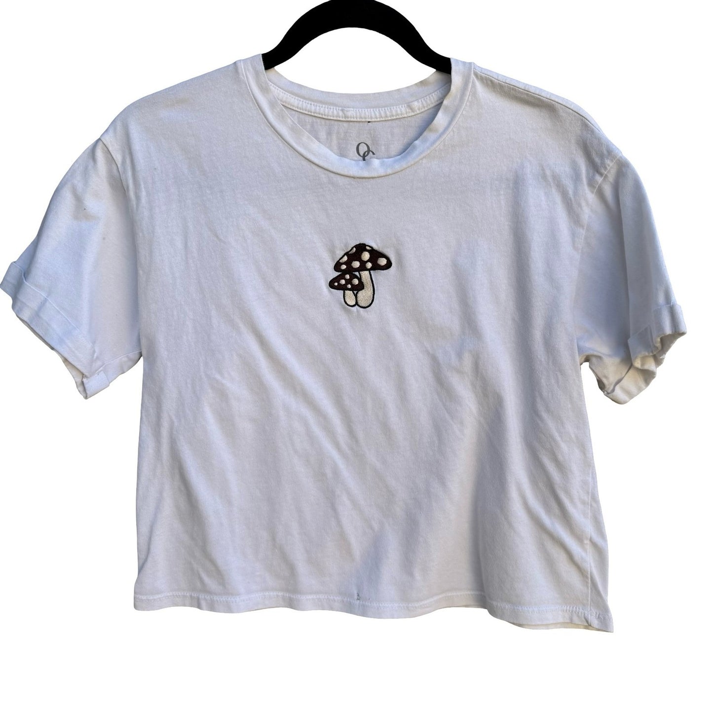 Organic Generation Boho Hippie Mushroom Embroidered Crop Shirt Womens S Granola