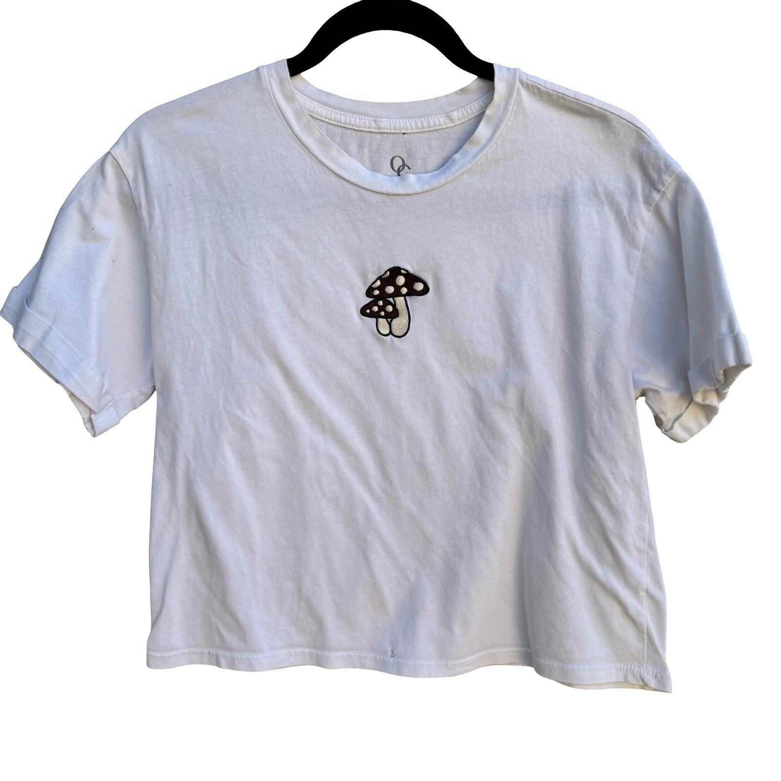 Organic Generation Boho Hippie Mushroom Embroidered Crop Shirt Womens S Granola