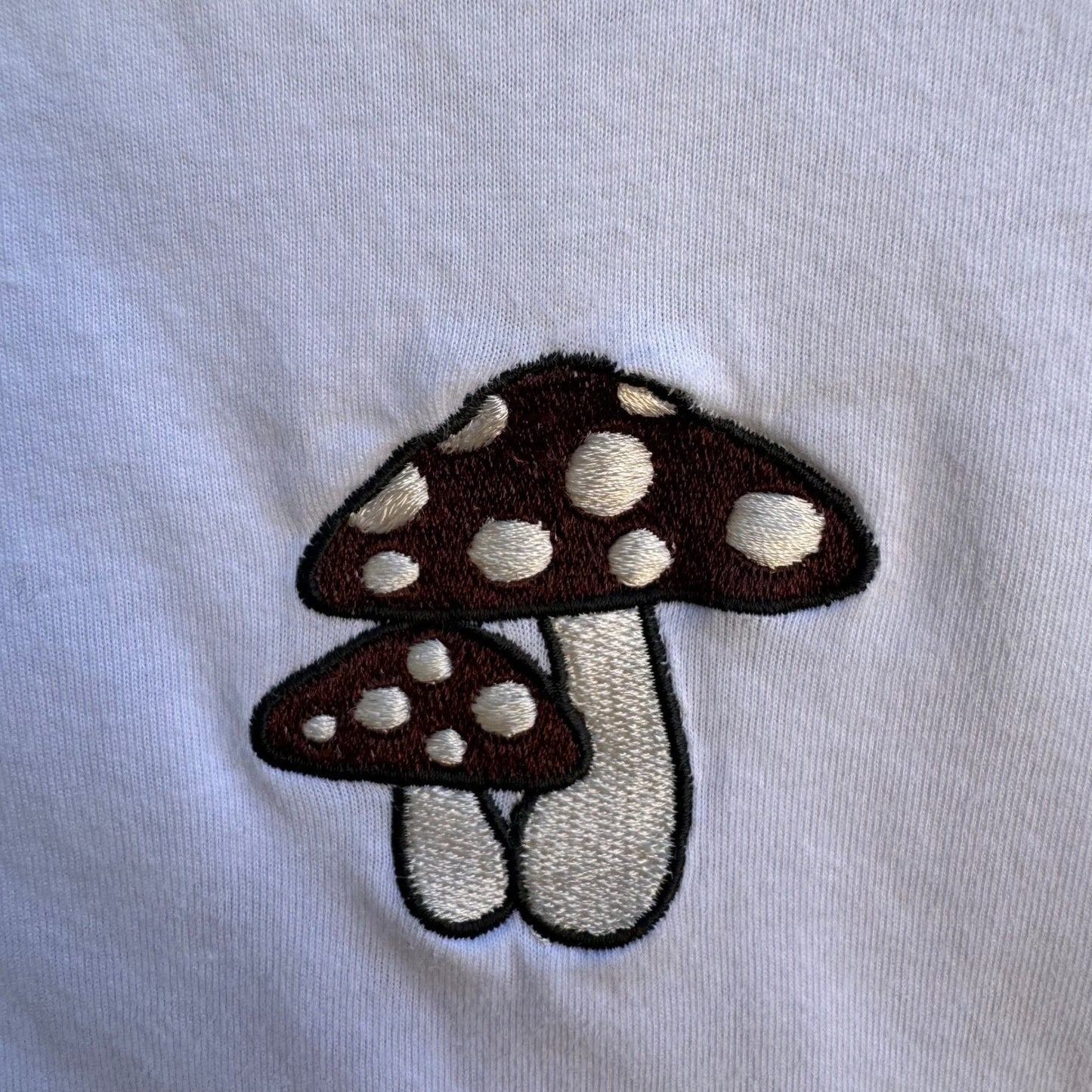 Organic Generation Boho Hippie Mushroom Embroidered Crop Shirt Womens S Granola