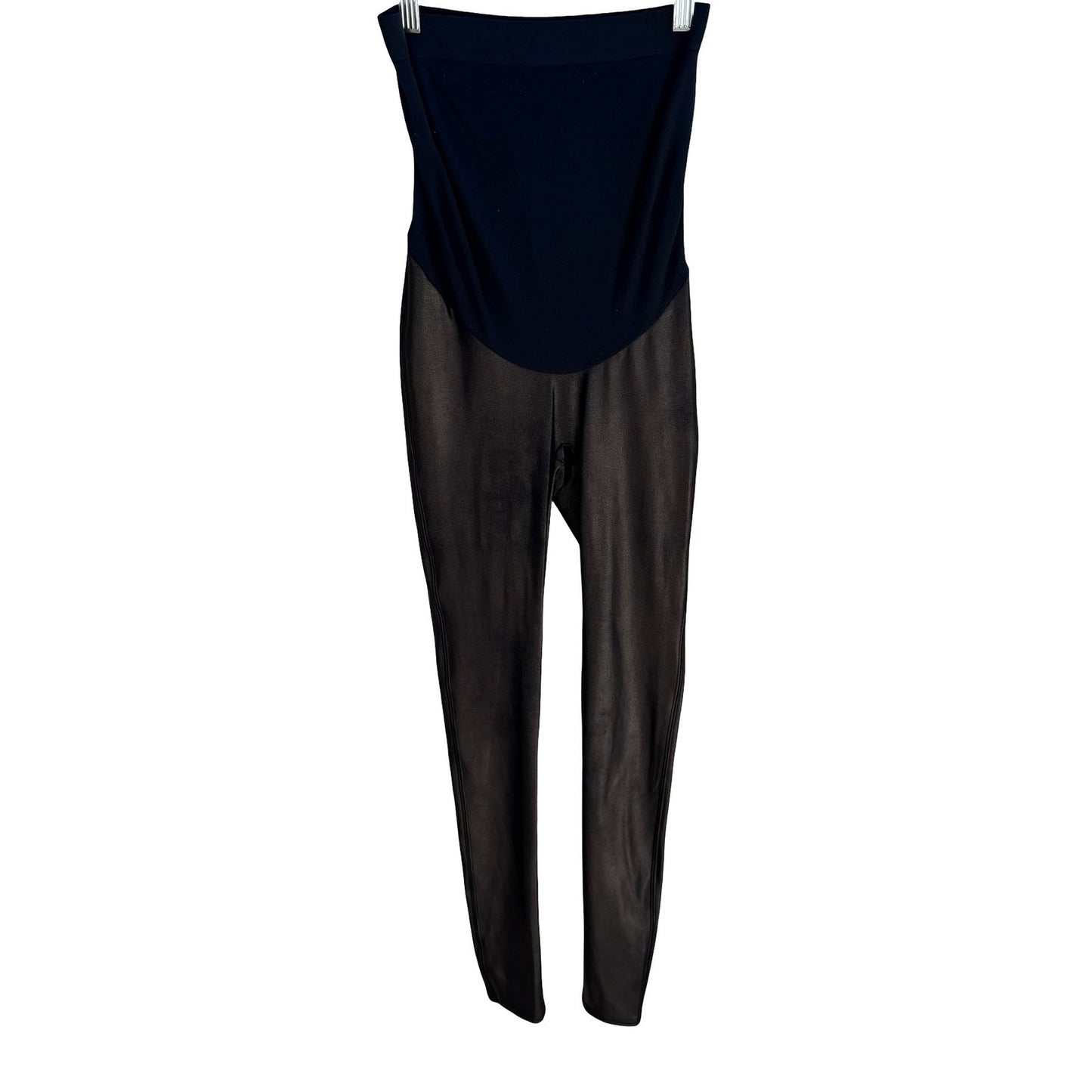 Spanx Mama Faux Leather Edgy Leggings Black Maternity Over the Belly S 20201R