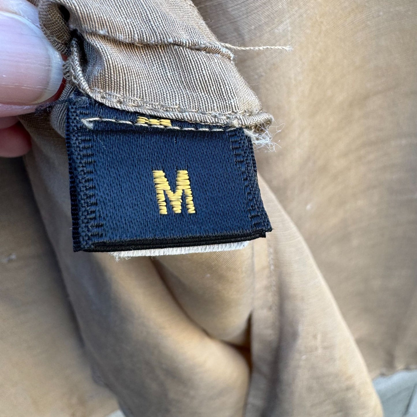 Donna Karan New York Vintage Linen Silk Blend Beige Long-Sleeve Tunic Blouse Shirt