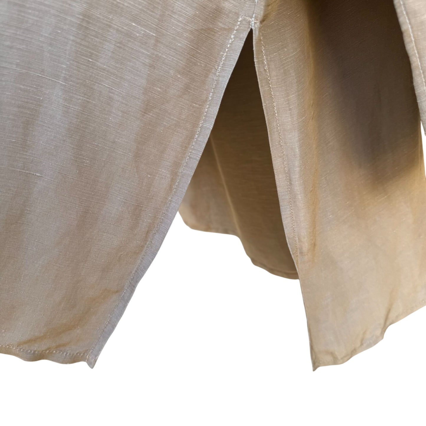 Donna Karan New York Vintage Linen Silk Blend Beige Long-Sleeve Tunic Blouse Shirt