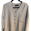 Switch Donna Karan New York Vintage Linen Silk Blend Beige Long-Sleeve Tunic Blouse Shirt 3 image