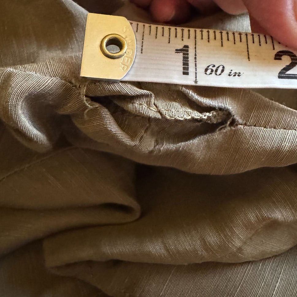 Donna Karan New York Vintage Linen Silk Blend Beige Long-Sleeve Tunic Blouse Shirt