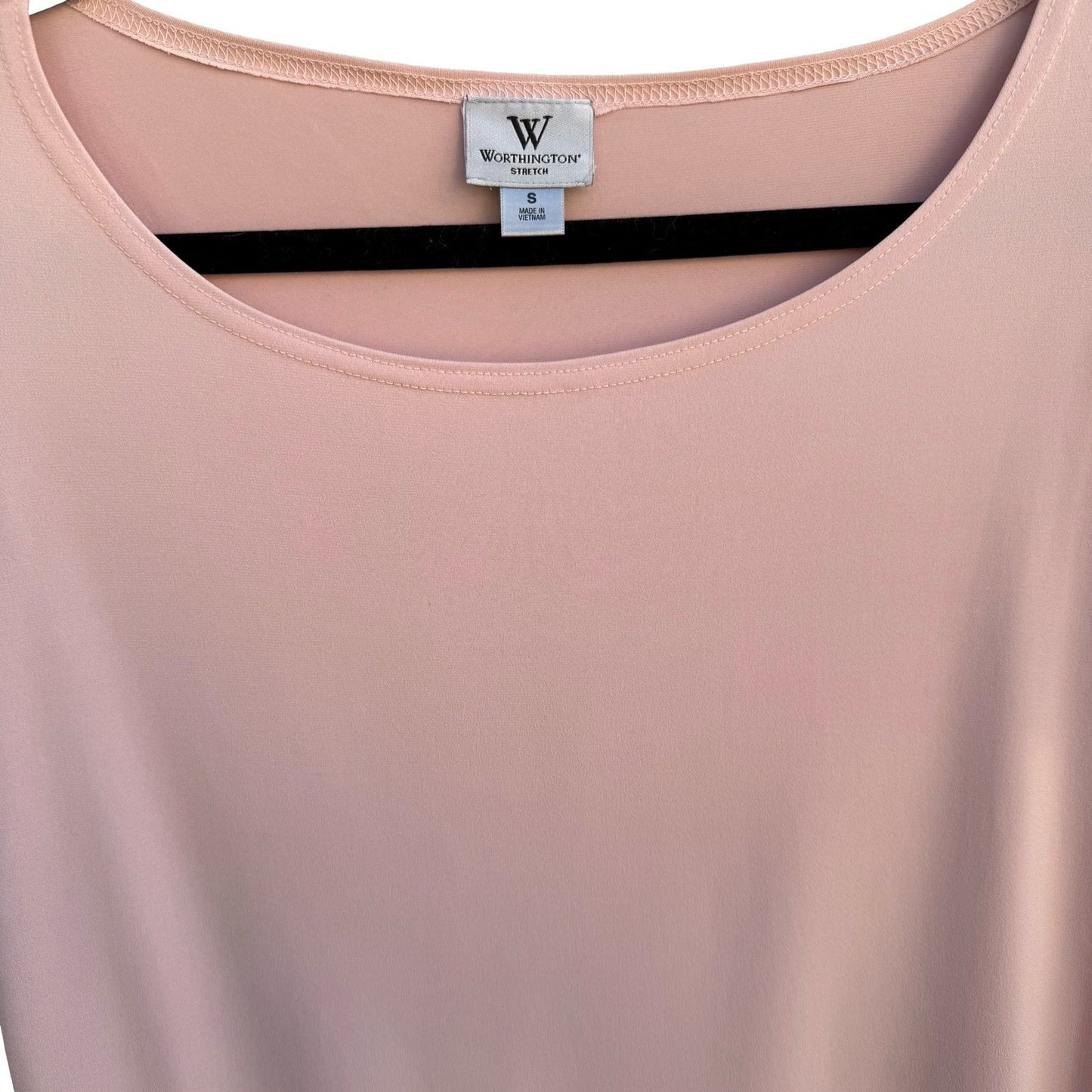 Worthington Pastel Pink Lace Shoulder Scoop Neck Short Sleeve Top Small Coquette