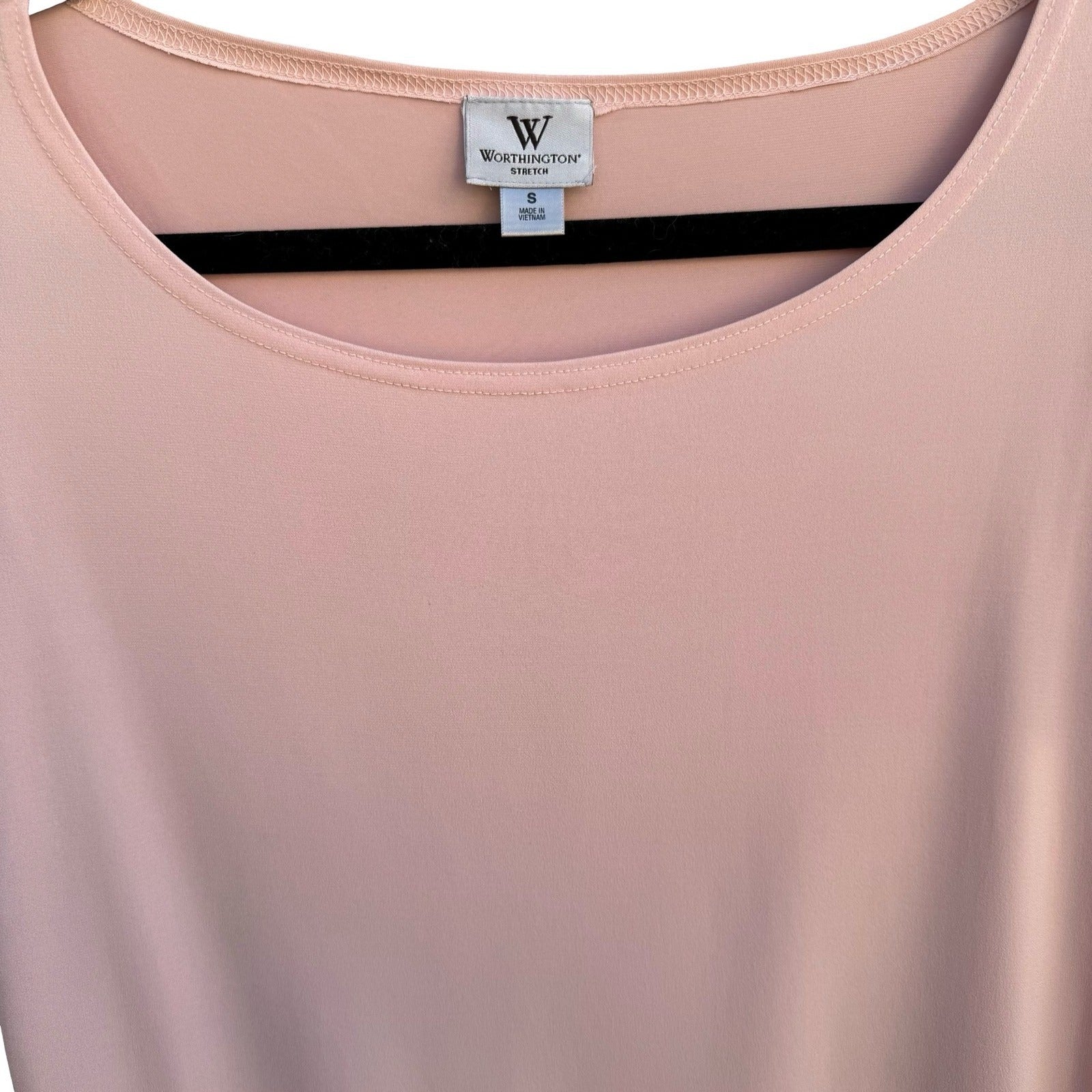 Worthington Pastel Pink Lace Shoulder Scoop Neck Short Sleeve Top Small Coquette