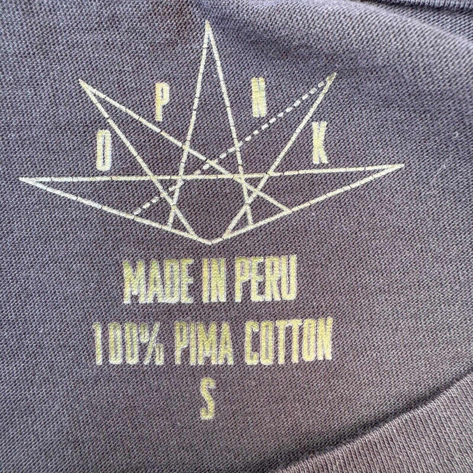 OPNK Mens S Black Pima Peruvian Cotton Graphic Print Tee Shirt Urban Streetwear