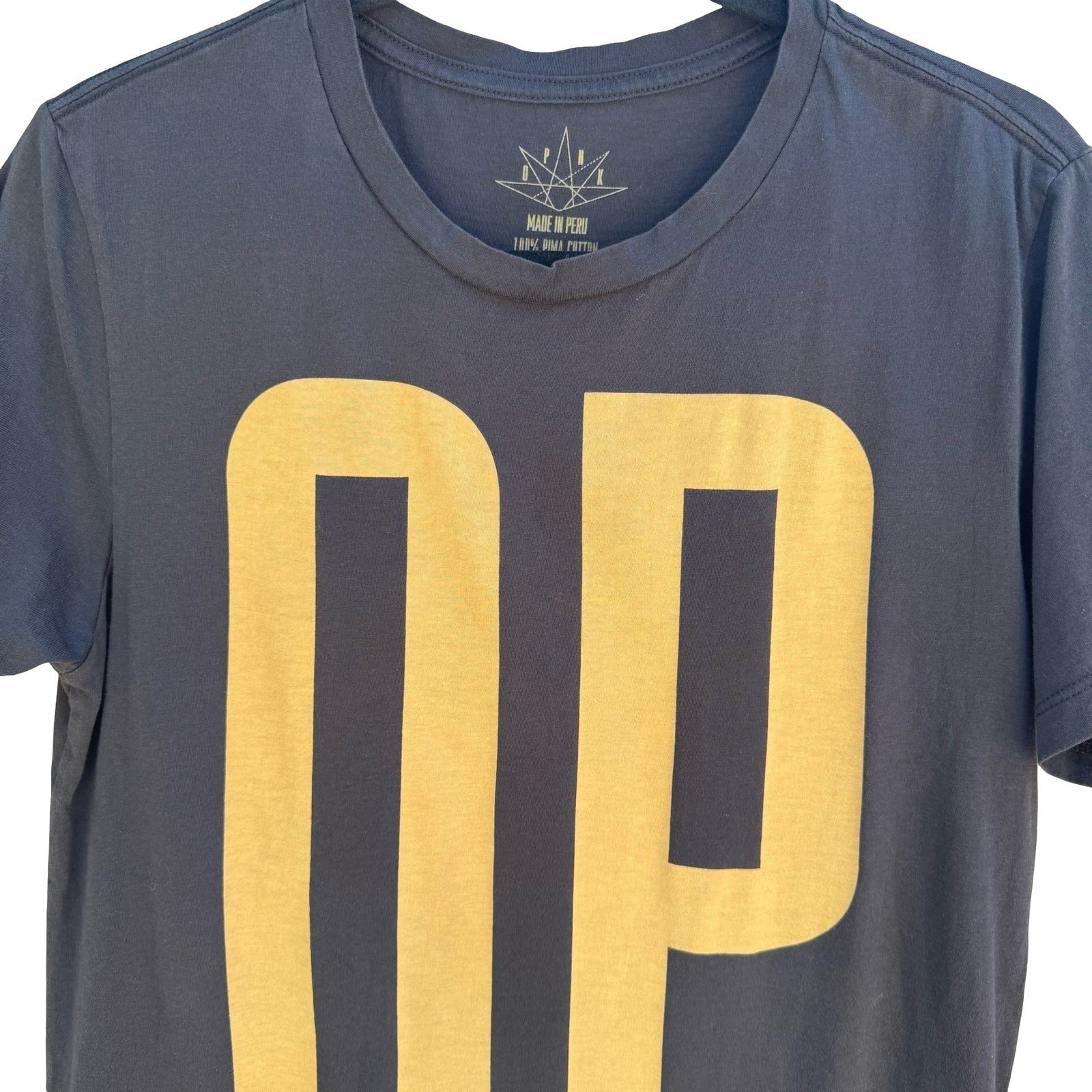 OPNK Mens S Black Pima Peruvian Cotton Graphic Print Tee Shirt Urban Streetwear