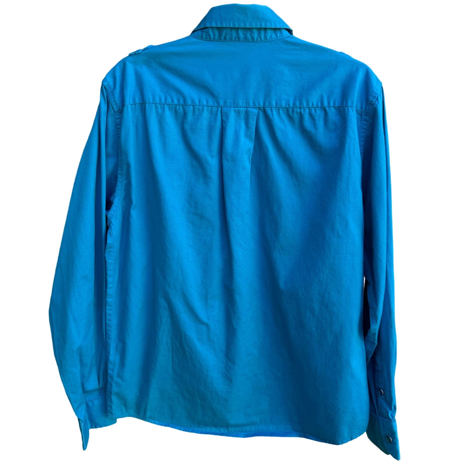 Hexagon Product South Pole Y2K Blue Epaulettes Long Sleeve Snap Closure Shirt L