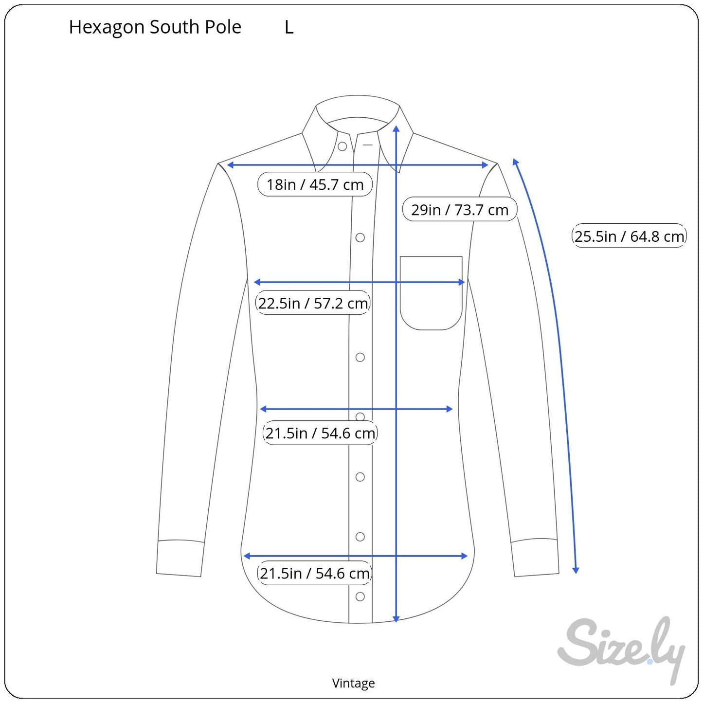 Hexagon Product South Pole Y2K Blue Epaulettes Long Sleeve Snap Closure Shirt L