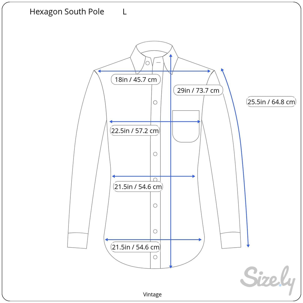 Hexagon Product South Pole Y2K Blue Epaulettes Long Sleeve Snap Closure Shirt L