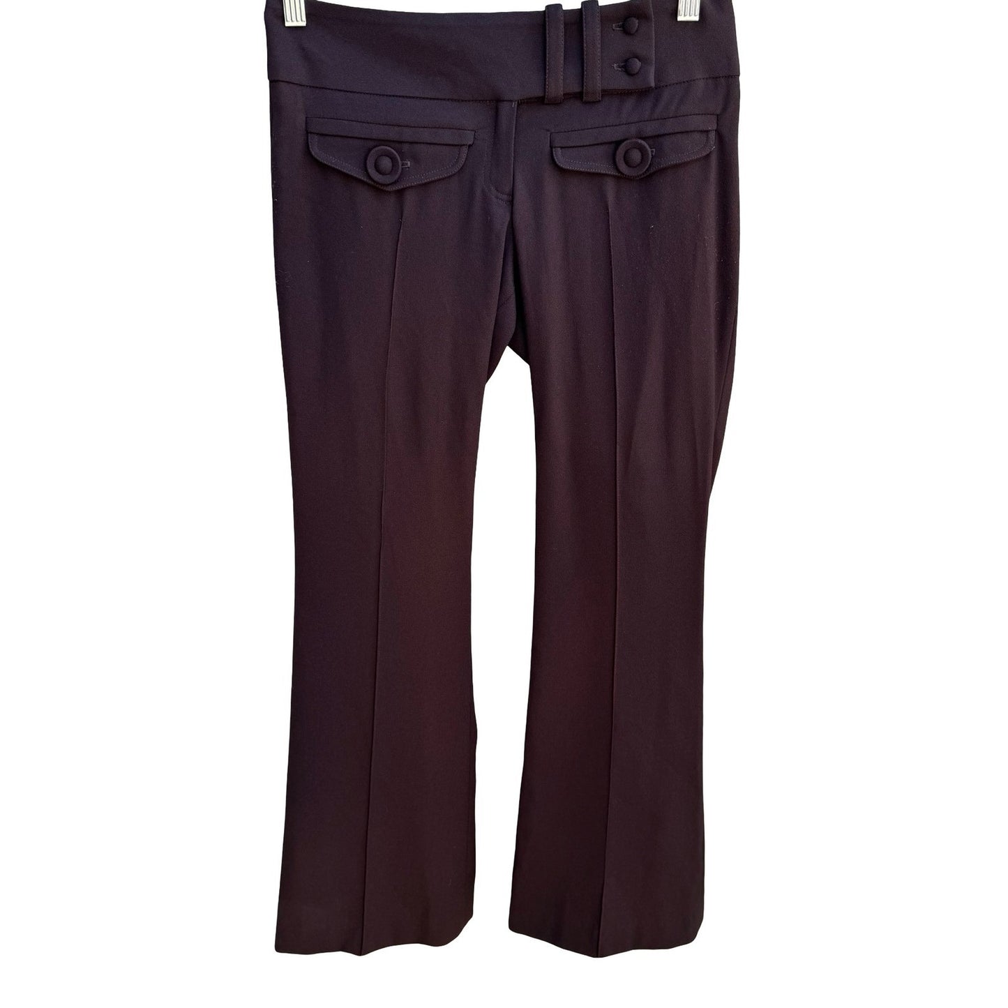 Louis Verdad Y2K Minimalist Professional Brown Flare Leg Wide Waistband Pant 2