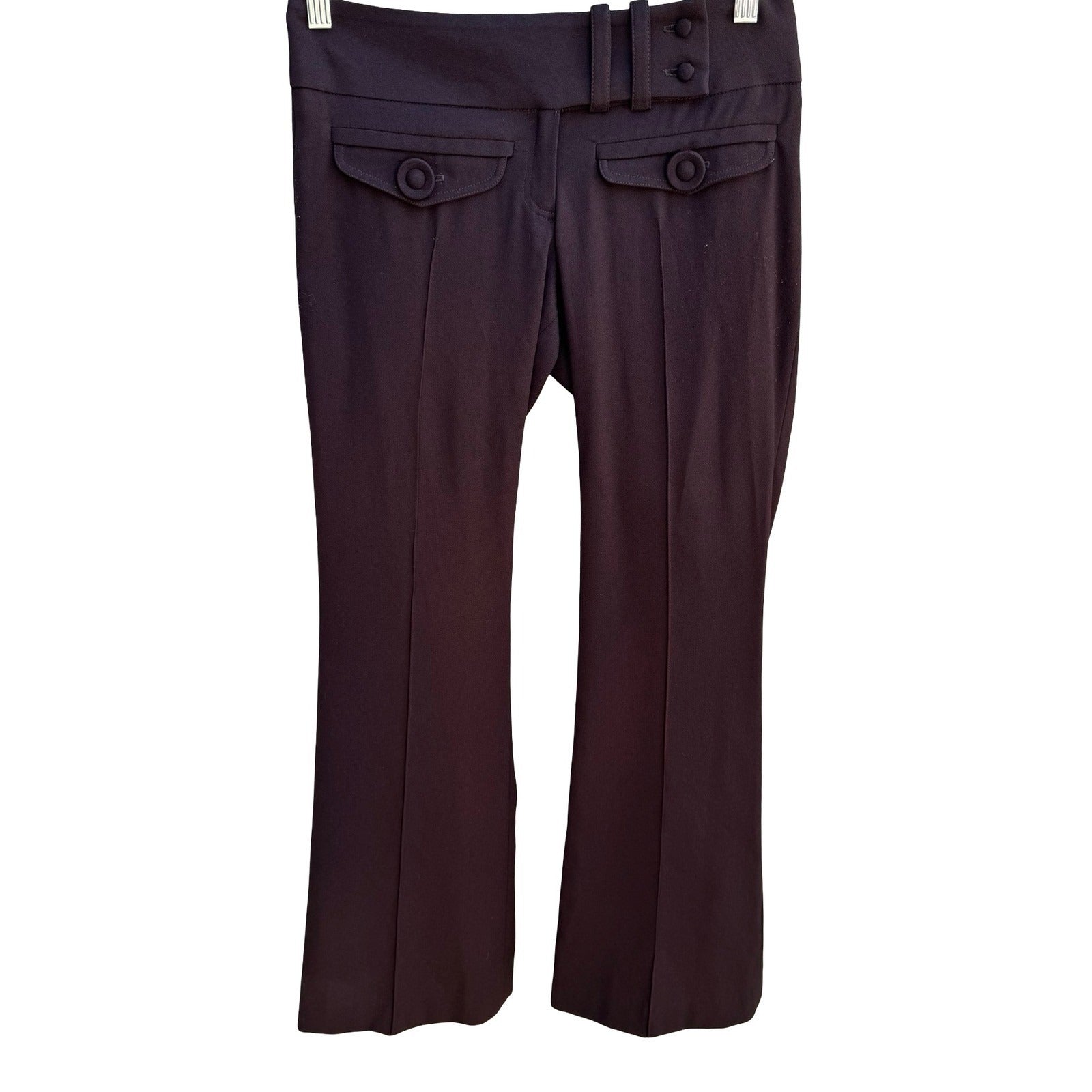 Louis Verdad Y2K Minimalist Professional Brown Flare Leg Wide Waistband Pant 2