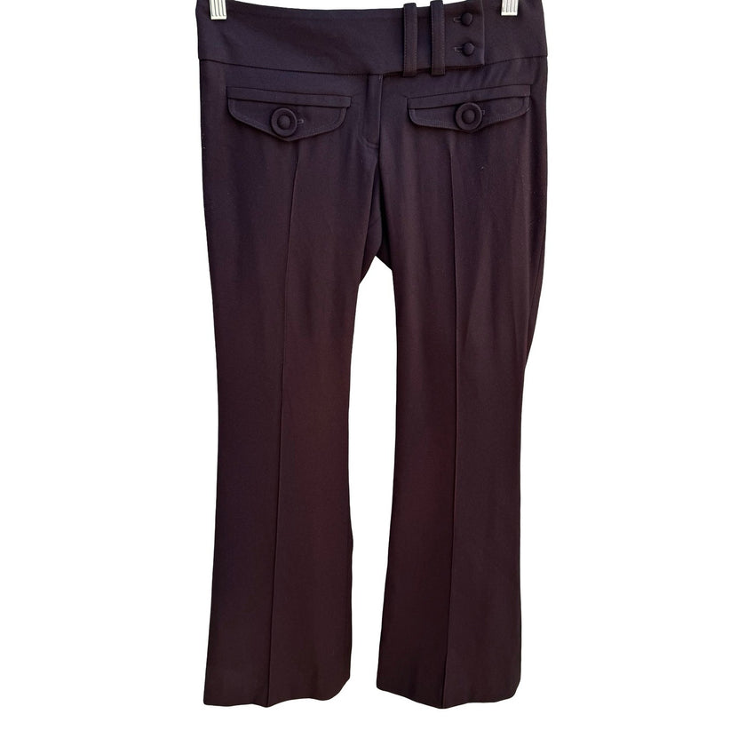 Louis Verdad Y2K Minimalist Professional Brown Flare Leg Wide Waistband Pant 2